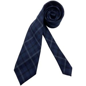 PETRONIUS XL Navy/Blue Tartan Wool Blend LUXURY Tie HANDMADE ITALY